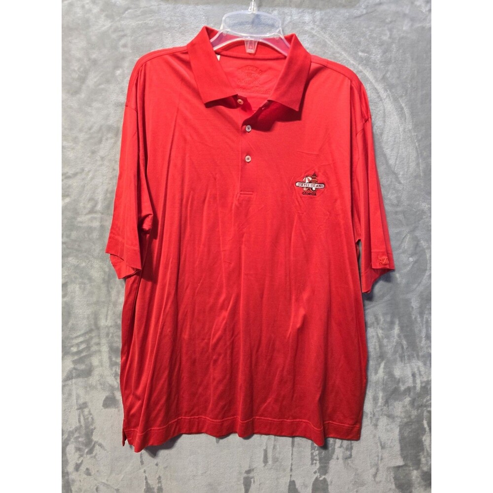 Cutter & Buck Jekyll Island Golf Polo Shirt Mens Large Red 100% Cotton EUC